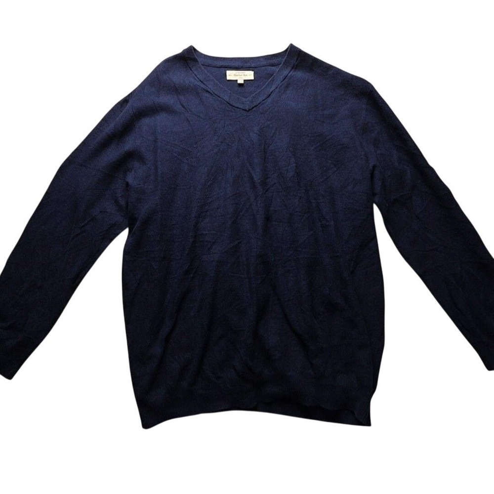 Hawker Rye Sweater Mens XXL Blue Cotton Cashmere V-Neck Pullover Knit